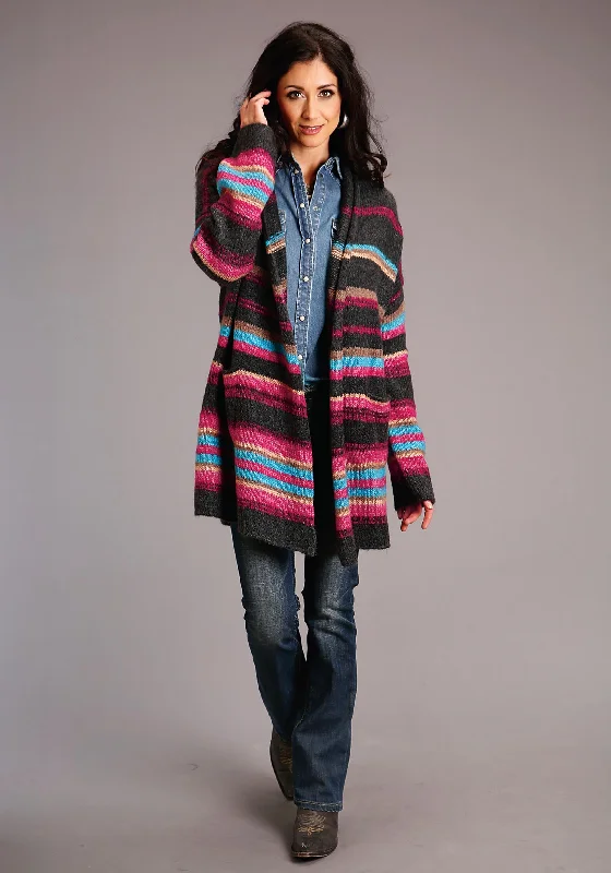 Women's Stetson Cozy Stripe Oversized Cardigan Western Sweater Fitted Loose Oversized