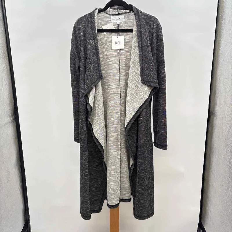 Jack Women's Size L Black Heathered Cardigan Elasticated Padded Insulated