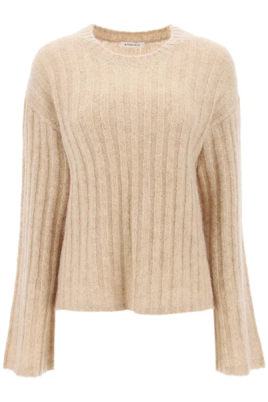 Ribbed Knit Pullover Sweater  - Beige Elegant Classic Vintage