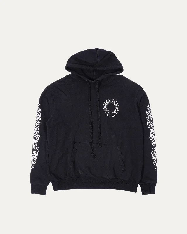 Horseshoe Logo Hoodie Hoodie with Hem Lace Feminine Delicate