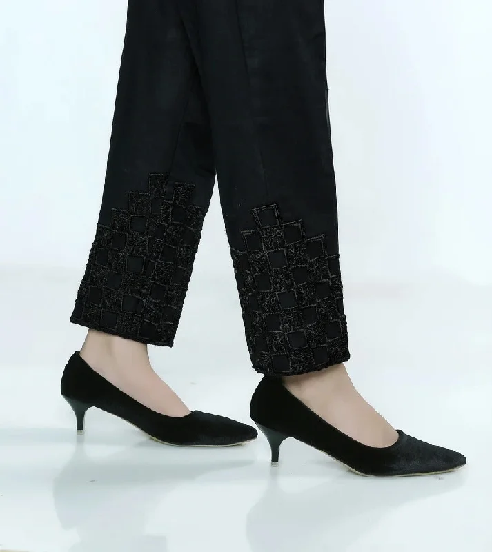 Lakhany 01 Piece Embroidered Stitched Trousers LSM-T-1599-Black Trousers Harem Relaxed Fit