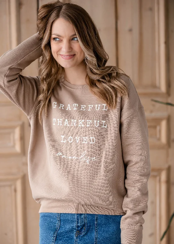 Grateful Thankful & Loved Crew Neck Sweatshirt Zip Hoodie Drawstring Kangaroo Pocket Grateful Thankful & Loved Crew Neck Sweatshirt Zip Hoodie Drawstring Kangaroo Pocket