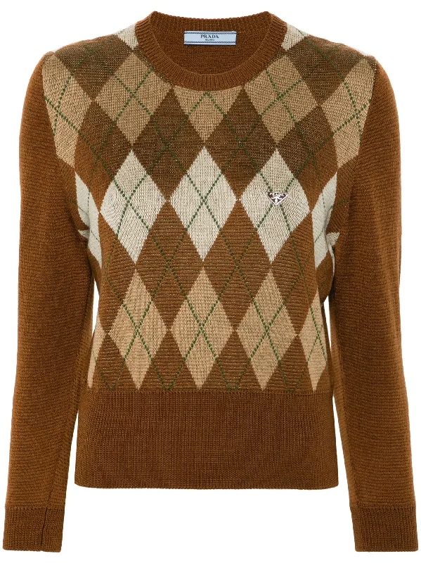 argyle-pattern sweater Solid Color Striped Floral Print