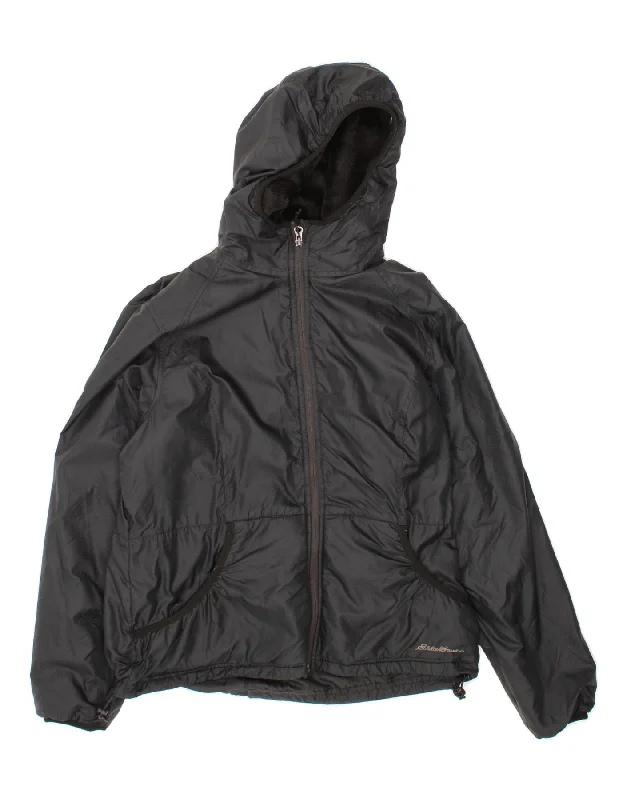 EDDIE BAUER Womens Hooded Windbreaker Jacket UK 16 Large Black Polyester Oversized Jacket Tailored Jacket Straight Jacket EDDIE BAUER Womens Hooded Windbreaker Jacket UK 16 Large Black Polyester Oversized Jacket Tailored Jacket Straight Jacket