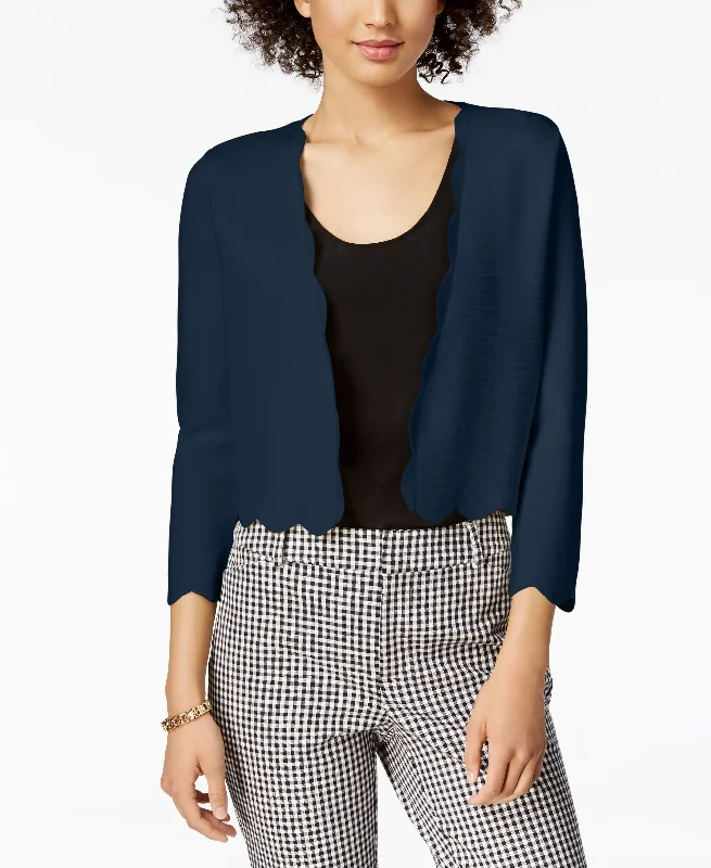 Charter Club Petite Scalloped Edge Cardigan Elasticated Padded Insulated