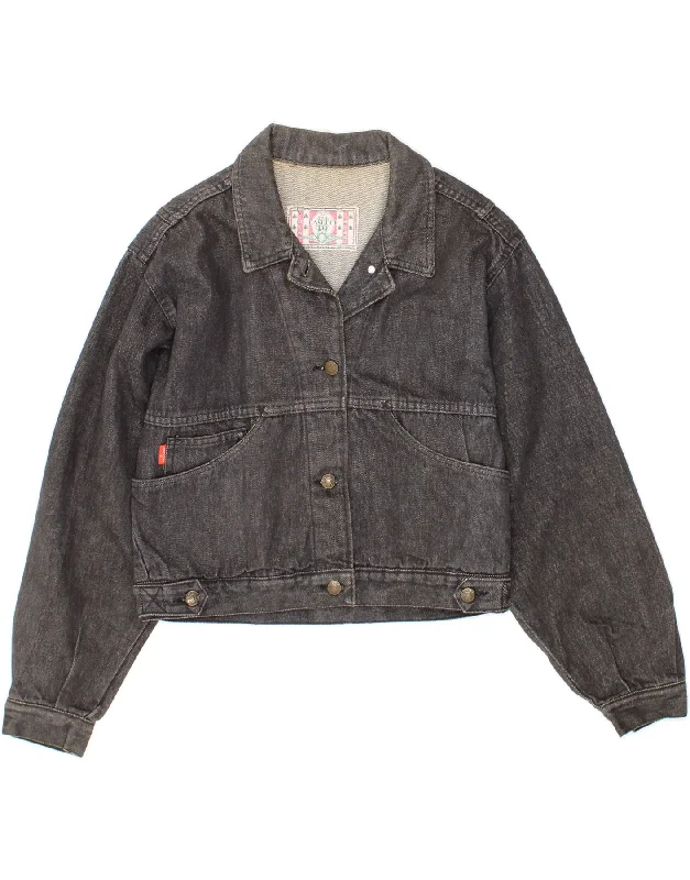 CASSUCI Womens Crop Denim Jacket UK 16 Large Grey Cotton Nylon Jacket Polyester Jacket Spandex Jacket CASSUCI Womens Crop Denim Jacket UK 16 Large Grey Cotton Nylon Jacket Polyester Jacket Spandex Jacket