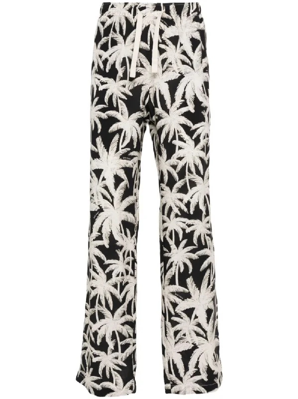 Palm Angels Trousers Black Trousers Spring Floral