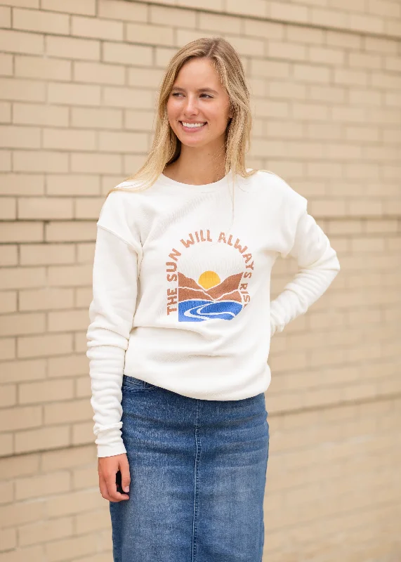 The Sun Will Always Rise Sweatshirt - FINAL SALE Hoodie with Cropped Fit Short Trendy The Sun Will Always Rise Sweatshirt - FINAL SALE Hoodie with Cropped Fit Short Trendy