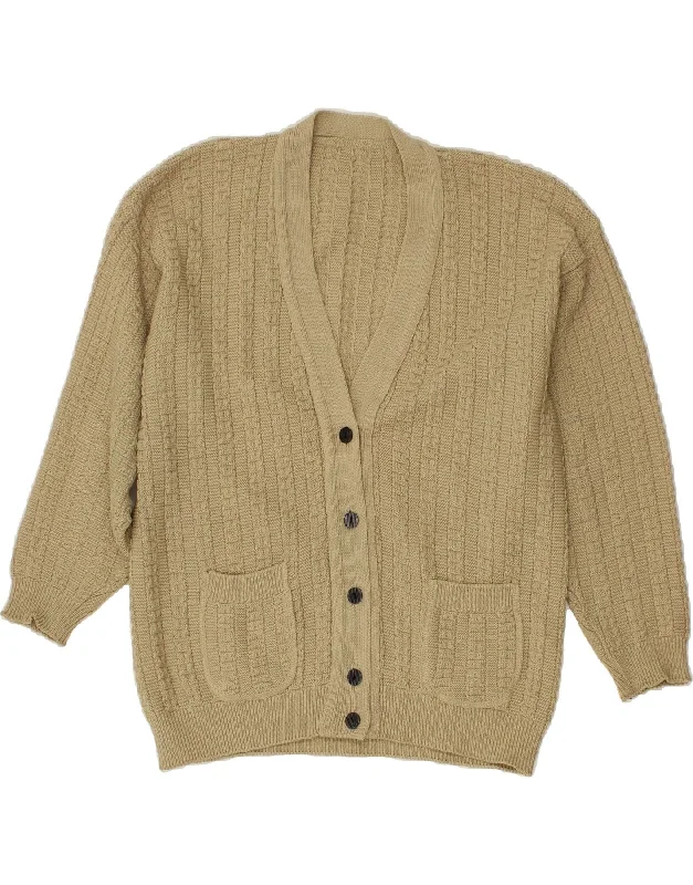 VINTAGE Womens Cardigan Sweater UK 16 Large Beige Rayon Fabric Velvet Fabric Corduroy Fabric