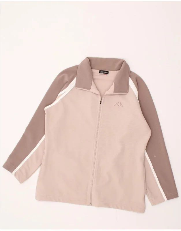 KAPPA Womens Tracksuit Top Jacket UK 18 XL Beige Colourblock Polyester Denim Jacket Leather Jacket Suede Jacket