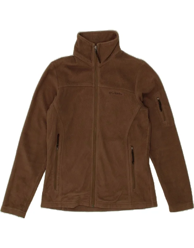 COLUMBIA Womens Fleece Jacket UK 14 Medium Brown Polyester Cardigan Sweater Pullover
