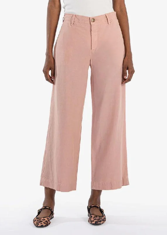 KUT Charlotte Crop Wide Leg Trousers- Blush Trousers Travel Practical