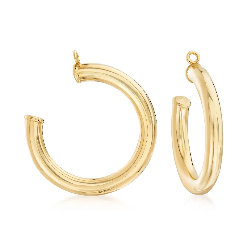 Ross-Simons 14kt Yellow Gold Hoop Earring Jackets Snapped Jacket Toggled Jacket Drawstring Jacket