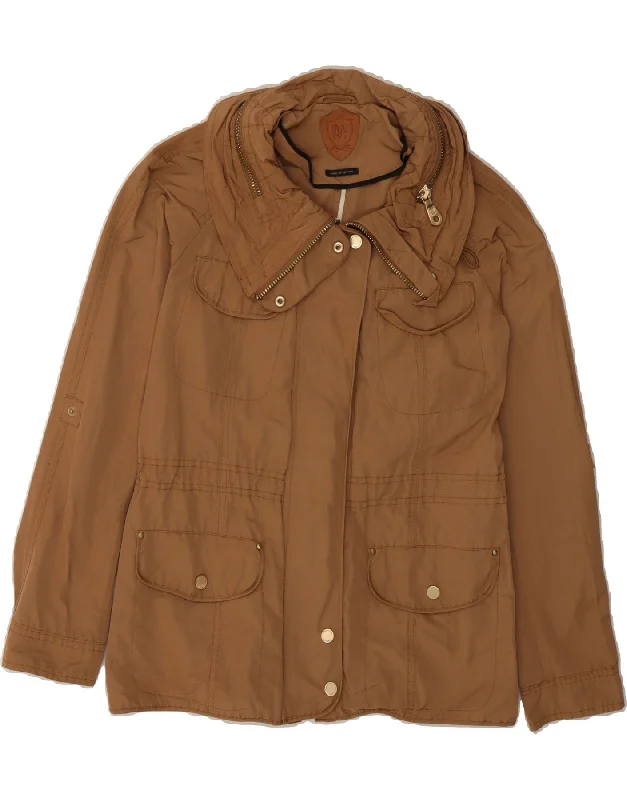 MASSIMO DUTTI Womens Hooded Utility Jacket UK 6 XS Brown Cotton Wool Jacket Cashmere Jacket Tweed Jacket