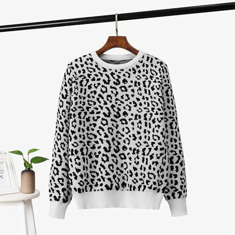 Women oversized sweater female leopard jacquard fashion wool blends Slim Fit Regular Fit Oversized Women oversized sweater female leopard jacquard fashion wool blends Slim Fit Regular Fit Oversized