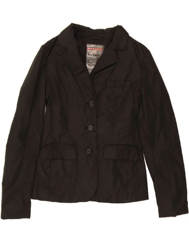 PRADA Womens Utility Jacket IT 40 Small Black Nylon Plaid Jacket Tartan Jacket Houndstooth Jacket