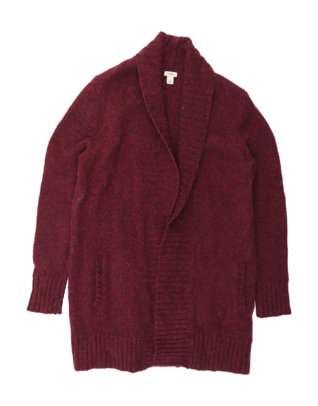 L.L.BEAN Womens Longline Cardigan Sweater UK 18 XL Burgundy Flecked Elegant Classic Vintage