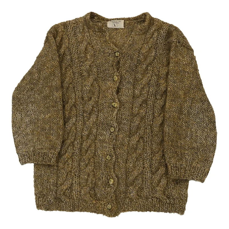 Valentino Cardigan - Small Khaki Wool Blend Asymmetrical,ymmetric Pencil Cardigan