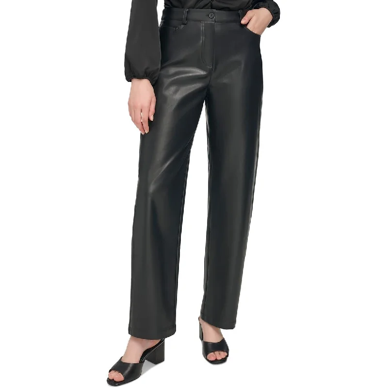 Calvin Klein Womens Faux Leather Trouser Pants Trousers Favorite Customer