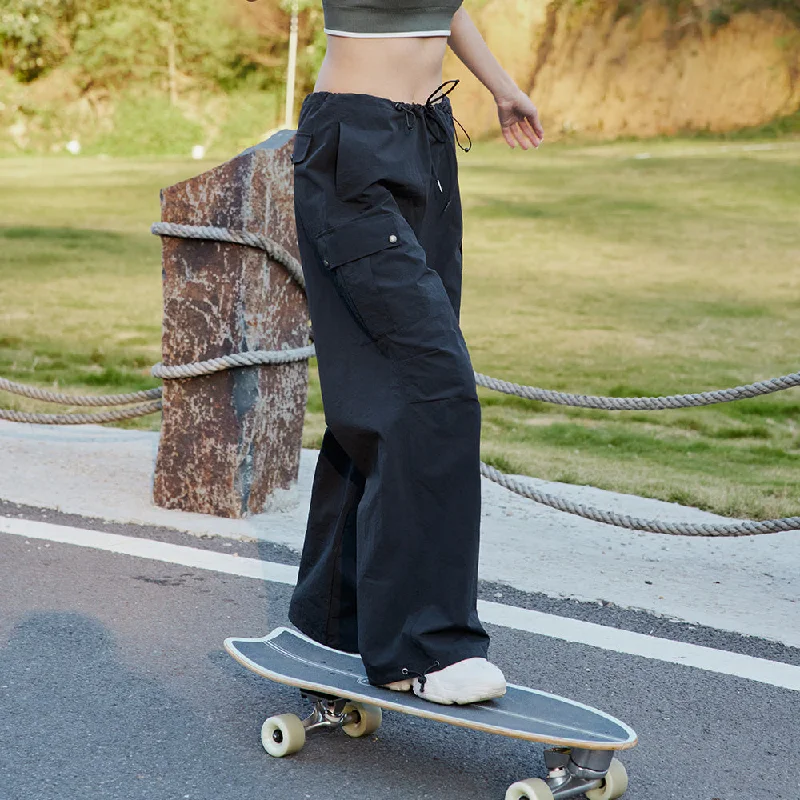 Women's High Waisted Cargo Pants Wide Leg Casual Trousers UPF50+ Trousers Silk Elegant