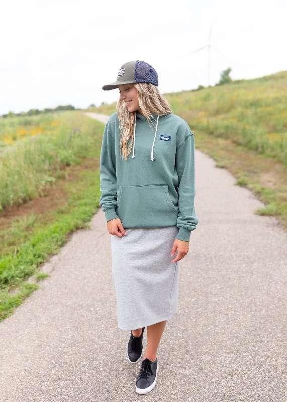 Lakeview Label Drawstring Hoodie - FINAL SALE Hoodie with Side Slits Relaxed Casual