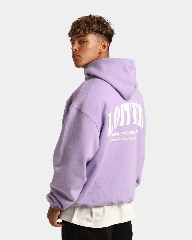 Loiter Premium Hoodie Lilac Hoodie with Distressed Vintage Worn