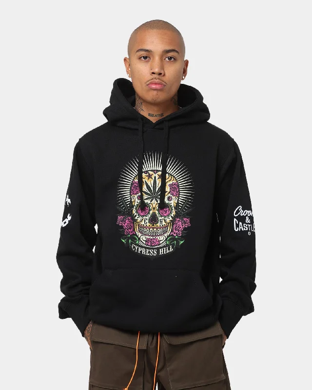 Crooks & Castles Cypress Hill Skull Hoodie Black Hoodie with Embroidery Detailed Premium Crooks & Castles Cypress Hill Skull Hoodie Black Hoodie with Embroidery Detailed Premium