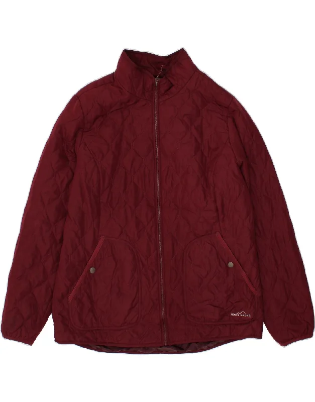 EDDIE BAUER Womens Quilted Jacket UK 18 XL Burgundy Polyester Fleece Fabric Down Fabric Feather Fabric