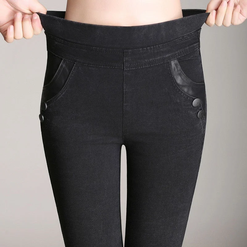 Jeans Pants Women Spring Autumn Elastic Waist Trousers Ladies Vintage Pencil Slim Skinny Jeans 2283 Trousers Top Rated