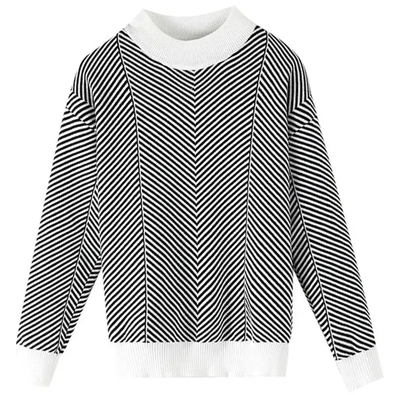 O neck women striped sweater streetwear knitted pullovers top Silk Blend Satin Velvet O neck women striped sweater streetwear knitted pullovers top Silk Blend Satin Velvet