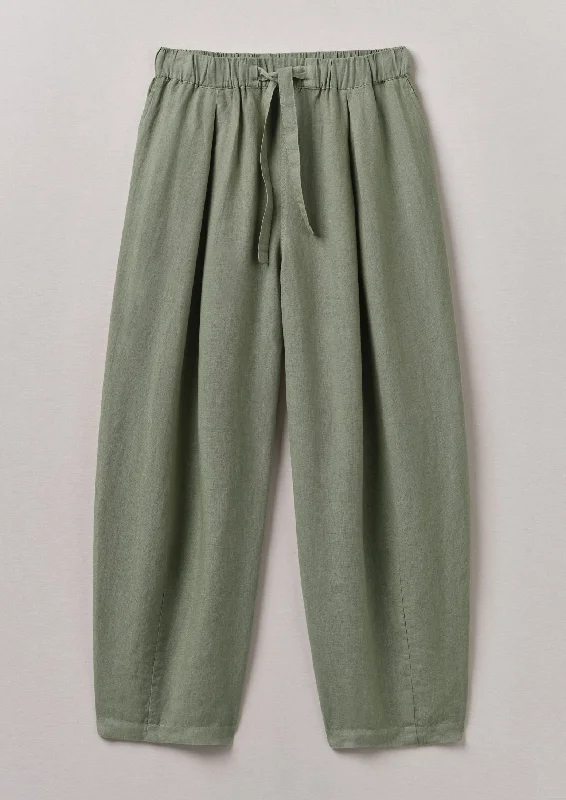 Minako Garment Dyed Linen Trousers | Light Sage Trousers Winter Warm