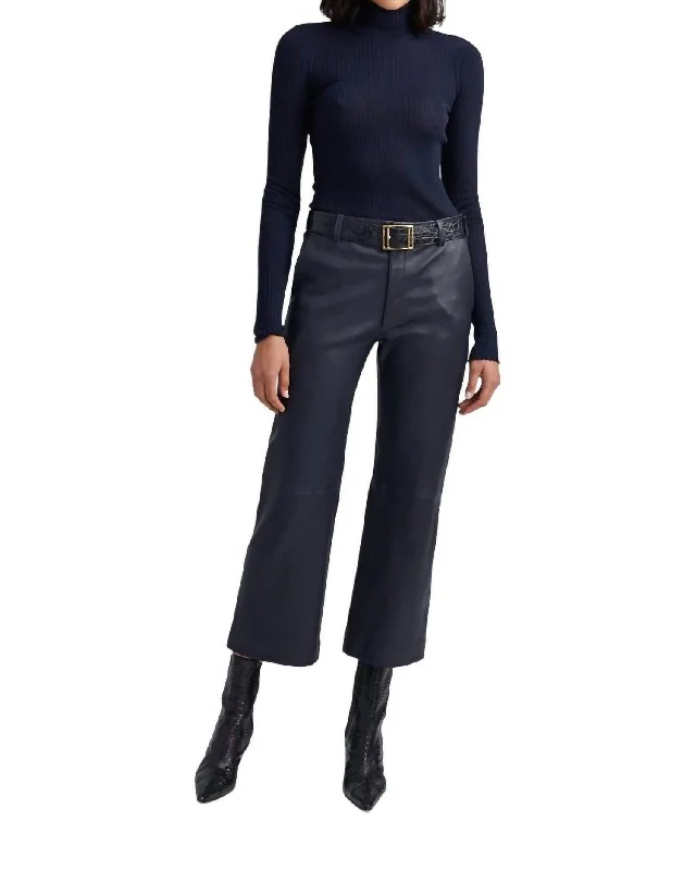 Cropped Baggy Lowrise Trousers In Navy Trousers Handmade Artisanal