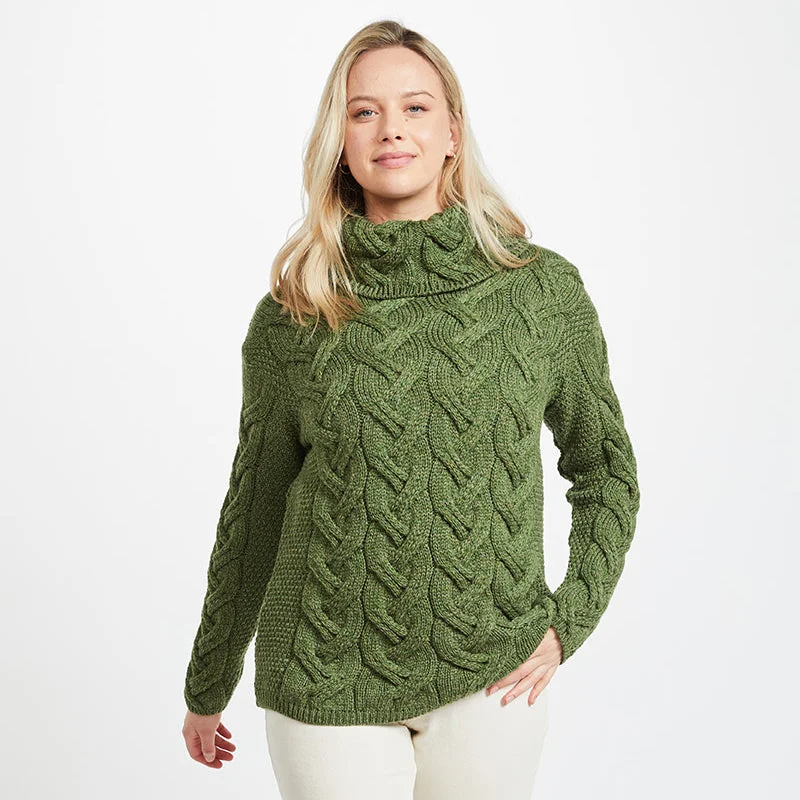 SuperSoft Merino Irish Cowl Neck Sweater Thin Thick Dense