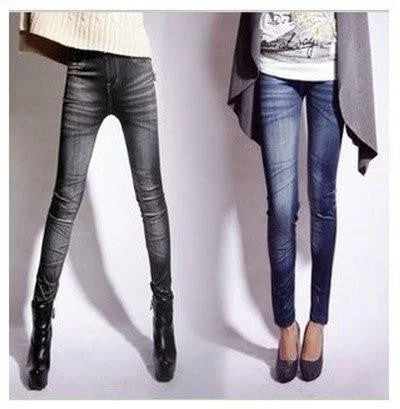 Women Slim Jeans Stretchy Jeggings Leggings Skinny Pencil Pants Trousers Trousers Elastic Waist Soft