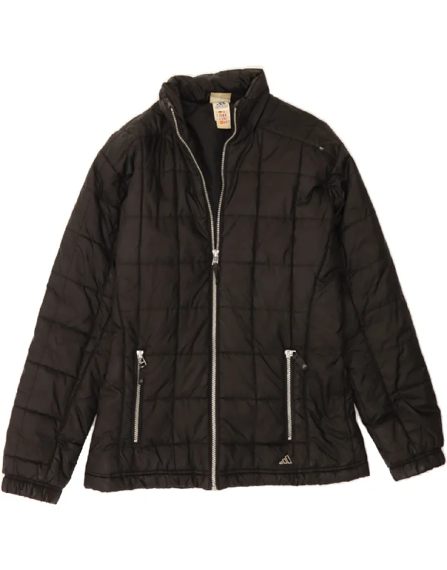 ADIDAS Womens Padded Jacket UK 14 Large  Black Polyamide Bomber Jacket Anorak Windbreaker