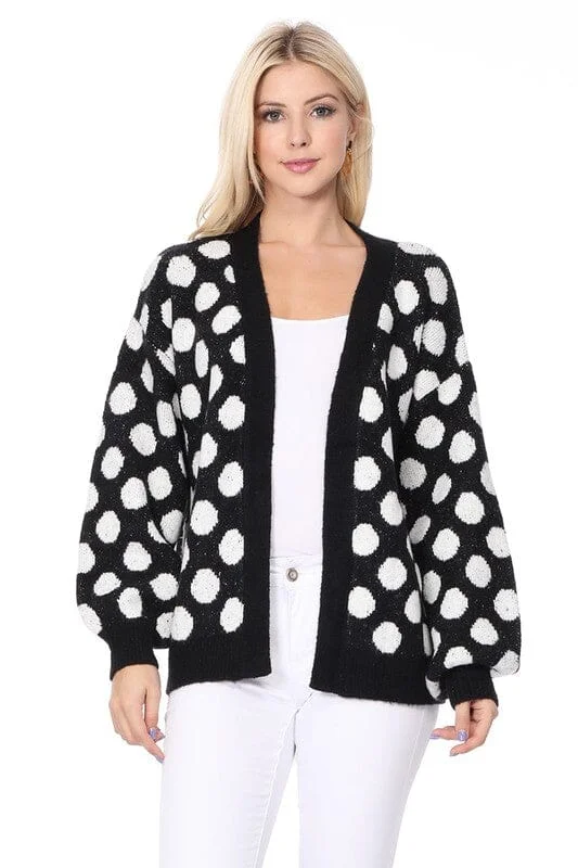 Polka Dot Jacquard Sweater Shrug Cardigan Lace Blend Ribbed Blend Corduroy Blend