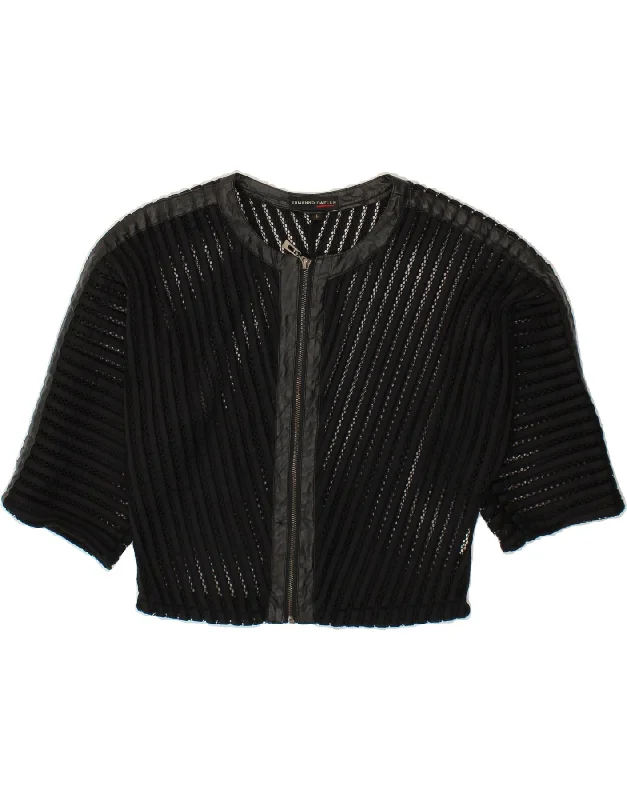 ERMANNO DAELLI Womens See Through Crop Cardigan Top UK 14 Large Black Boxy Cardigan Fitted Cardigan A-Line ERMANNO DAELLI Womens See Through Crop Cardigan Top UK 14 Large Black Boxy Cardigan Fitted Cardigan A-Line