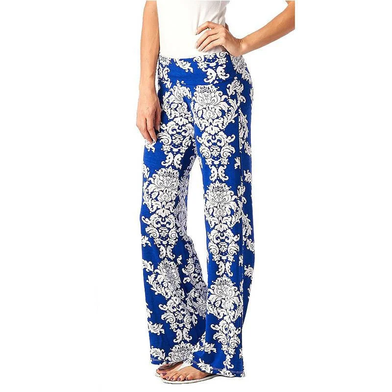 casual pants female Exuma boho elastic high waist flare pants baggy Women loose preppy trousers Trousers Bootcut Casual
