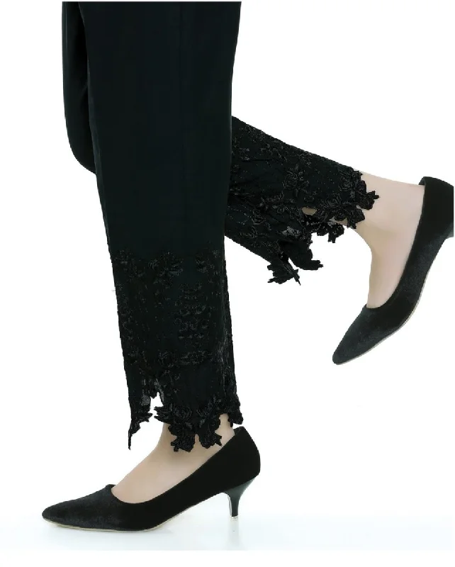 Lakhani Embroidered, Printed Ladies Stitched 1 Piece Single Trouser LSM-T-55-Black Trousers Mesh Breathable