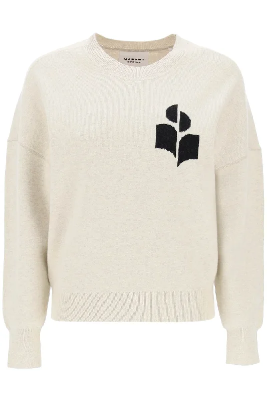 Atlee Sweater With Logo Intarsia  - Beige Chenille Fabric Brocade Fabric Lace Fabric