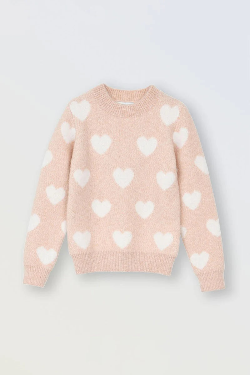 Light Pink Heart Sweater Nylon Fabric Polyester Fabric Spandex Fabric