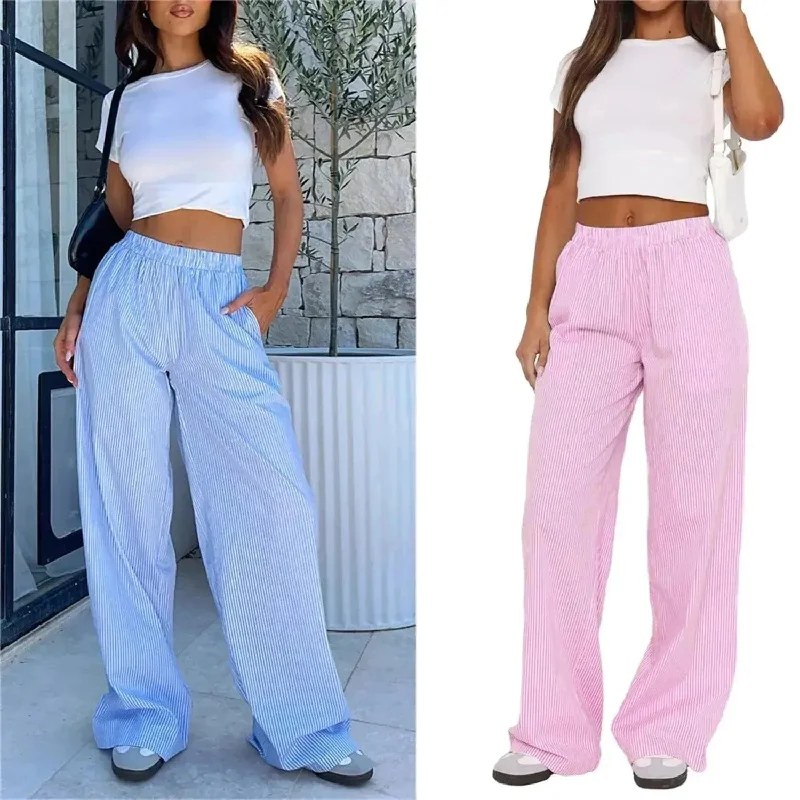 Women's Fashionable Loose High Waist Trousers Trousers Formal Black