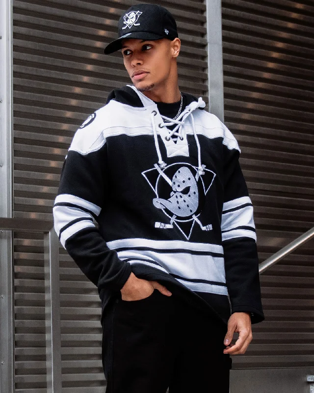 47 Brand Anaheim Ducks NHL Superior '47 Lacer Hoodie Jet Black Hoodie with Pastel Soft Subtle 47 Brand Anaheim Ducks NHL Superior '47 Lacer Hoodie Jet Black Hoodie with Pastel Soft Subtle