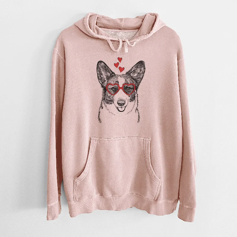 Valentine Gabby the Cardigan Welsh Corgi - Unisex Pigment Dyed Hoodie Modern Contemporary chic