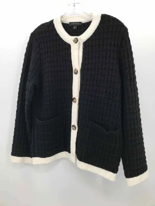 Pre-Owned Ann Taylor Black Size Large Cardigan Sweater Iron Safe Non-Iron Wrinkle Free