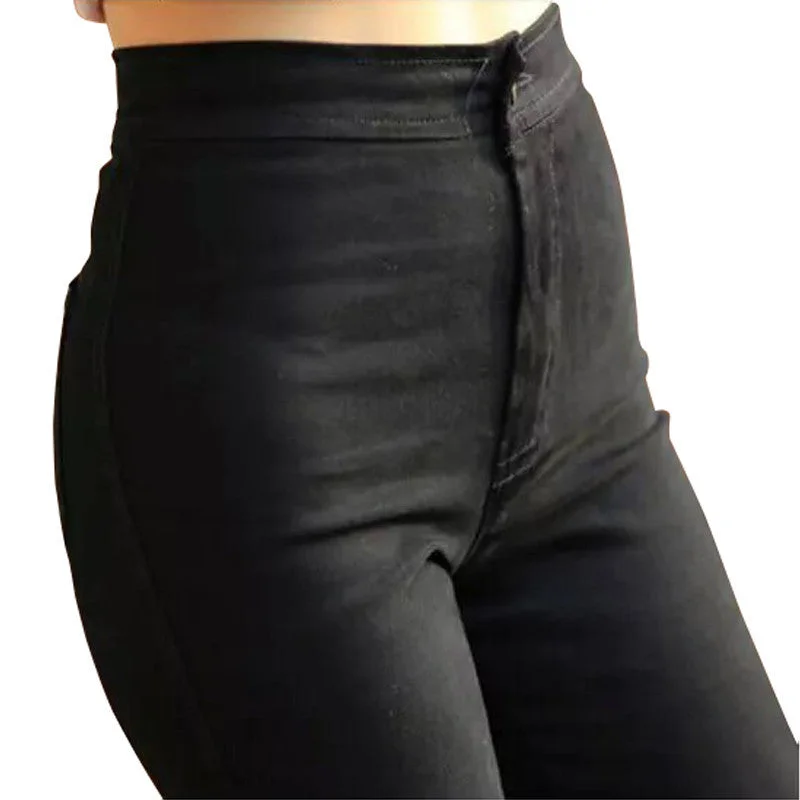 High Waist Jeans Woman Jeans Elastic Trousers Feet Pants Leggings Black Skinny Jeans Woman Pencil Women Long Pants Trousers Corduroy Warm