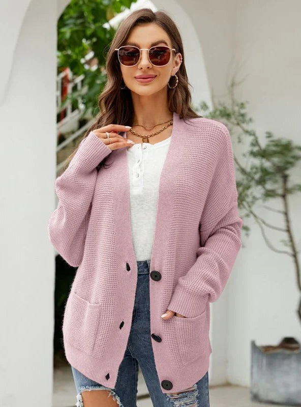 FASHION LOOSE V-NECK SWEATER CARDIGAN COAT Boat Neck Shawl Collar Notched Collar