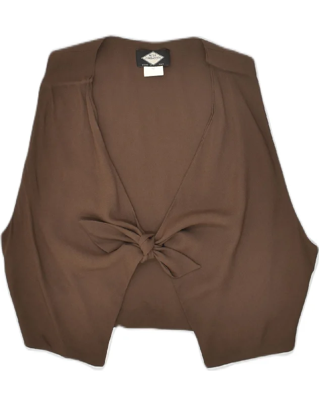 ATOS LOMBARDINI Womens Sleeveless Cardigan Top IT 42 Medium Brown Viscose Bright Pastel Dark
