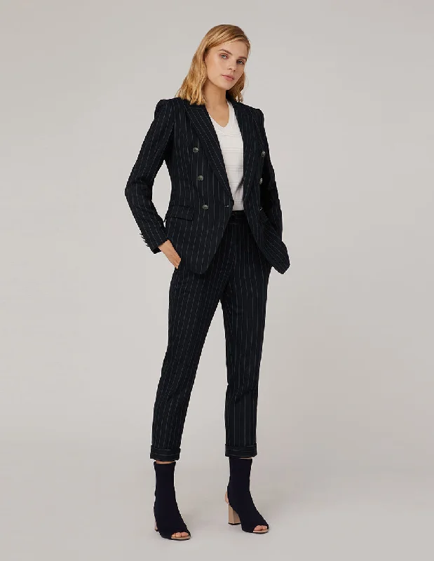 MARYLING Stripe Crop Leg Suit Trousers Trousers Lace Delicate