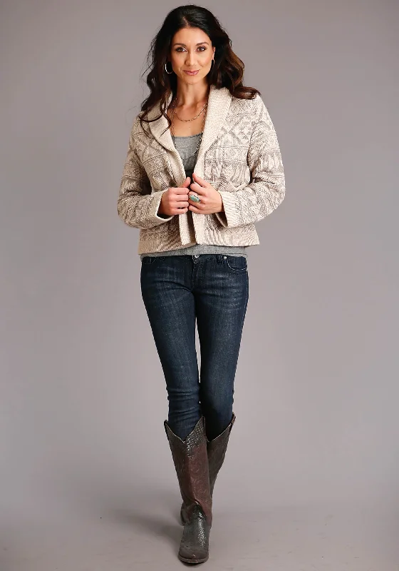 Stetson Cropped Cardigan Sweater Toggled Drawstring Belted